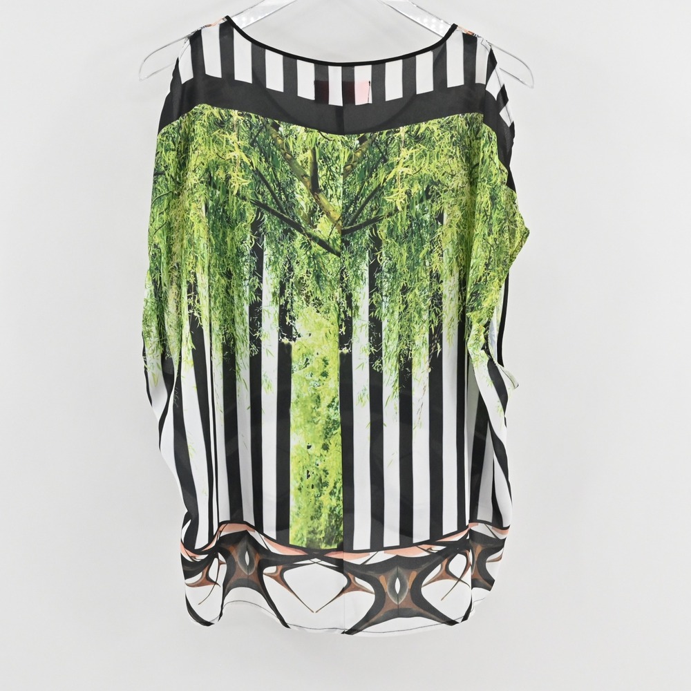 Clover Canyon Womens Graphic Print Blouse Size S Multicolor Abstract Green Black - Picture 2 of 12